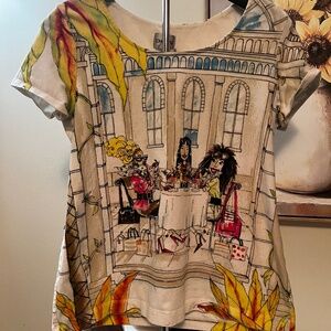 Vintage Chico’s Rare Embellished Graphic Art Whimsical Artsy Y2K Size 1 (Medium)